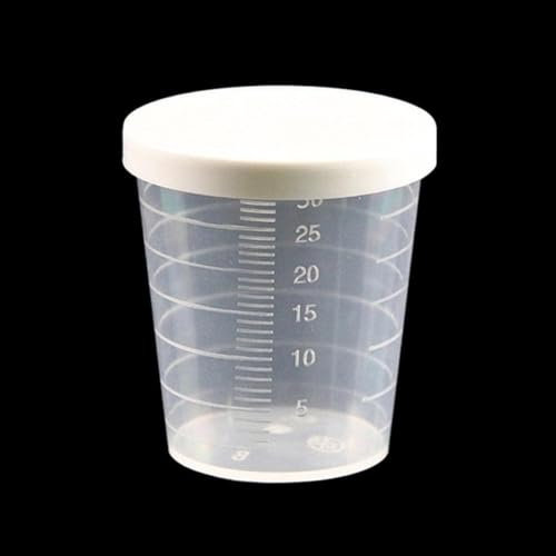 Generic Vaso medidor de medicamentos de 20/30/50 ml con tapa, vaso de plástico transparente multiusos dispensador E6P5 Medidor de medicamentos para hombre