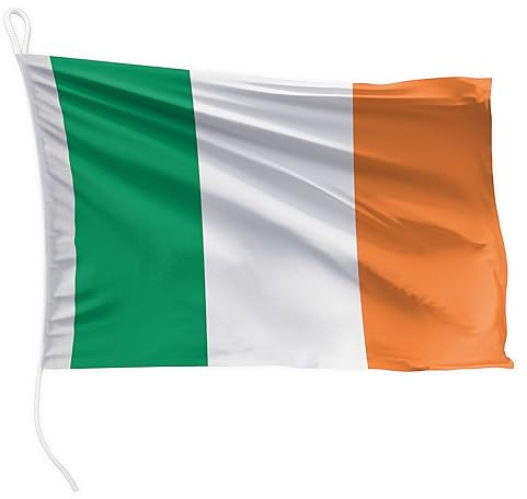FLAGLY bandera de barco Irlanda 45 x 30 cm formato apaisado - 115g/m² peso tela - impresa, robusta con cuerda y lazo, accesorios de barco barco a motor