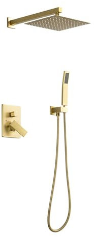 Rubinetto Doccia Incasso Soffione Quadrato 20 * 20cm 2 Modalità Gruppo Doccia con Soffione,Oro Spazzolato