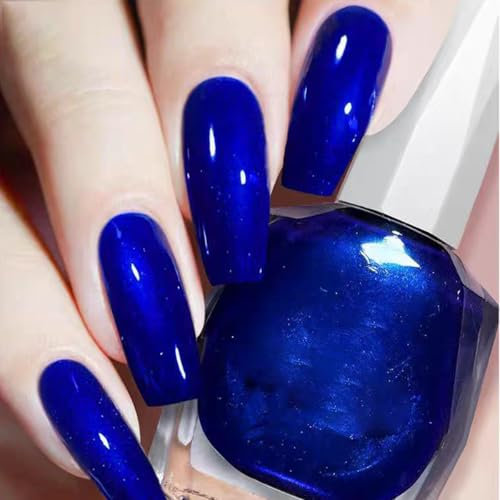 Glitter Nail Polish, glitter Nail Varnish, Diamond Glitter Quick Dry & Long Lasting nail polish No UV Lamp Curing, Chip Resistant, Non-Toxic, Quick Drying, At Home & Salon Manicure (18#Satin Blue)