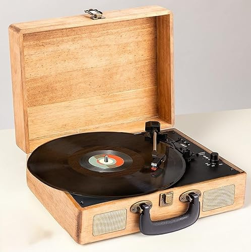 Giradischi Vintage in Legno Mangia Dischi Vinili 33 45 78 Giri USB Portatile Bluetooth RCA