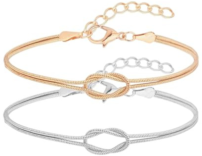 MILAKOO Love Knot Infinity Chain Link Bracelet Relationship Gifts for Women Men Dainty Stackable Bracelet