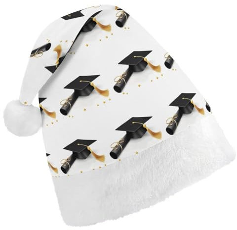 JKLQWH Weihnachtsmütze, Weihnachtsmütze, Partyhut mit Abschlussfeier, Glückwünsche, Weihnachtsmannmütze für Erwachsene, Uni, klassische Weihnachtsmannmütze, extra dick, Weihnachtsmütze,