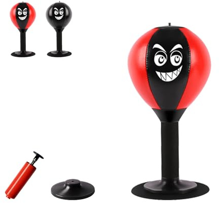 Fun Punch Rage Bag, Desktop-Boxsack, Schreibtisch-Box-Punchball mit Saugnapf, Box-Trainingsball, Stimmungsentlastung, Boxball, Tischplatte, Boxsack für Wandfliesentisch (rot)
