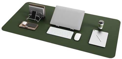 YSAGi Schreibtischunterlage, Premium Leder Mauspad, Dunkelgrün, 100x50cm | Rutschfeste Schreibtisch Unterlage, Tischunterlage, Multifunktionales Mousepad Schreibtisch Organizer für Büro & Homeoffice