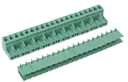 Reinscer 10 piezas de de 5,08 mm 2 enchufe conexión de tornillo bloque de terminales de placa de circuito impreso en ángulo recto