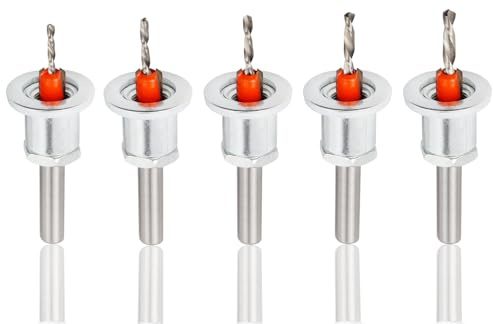 Treki 5Pcs Countersink Drill Bit Kit, 8mm Round Shank Adjustable Countersink Bits with Depth Stop Alloy Steel Countersunk Hole Drill Bit for Woodworking Open Holes(2.8-4mm)