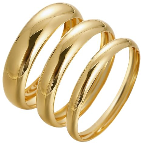 Chunky Gold Bangle Bracelets for Women, Dainty 14k Gold Plated Big Stackable Bangles Set, Trendy Cuff Bracelet Stack Fashion Summer Beach Jewelry Gifts