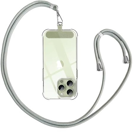 Anfire Chaîne Universelle pour Smartphone - Compatible avec tous les modèles - Cordon de Téléphone Portable à Accrocher - Pour Extérieur, Voyages, Support de Téléphone Portable - Gris