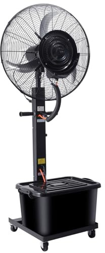 Generico Ventilatore Nebulizzatore Professionale Esterno, 3 velocità, Oscillazione a 90°, Serbatoio da 42L, Ventilatori a Piantana Fan Potente Industrial per Patio Fabbriche o Palestra(30inchs)