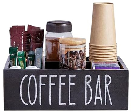 Generico Organizzatore Per Condimenti Da Caffè | Portacapsule con Divisori Rimovibili,Porta Bevande in Legno per Tè e Caffè da Cucina Scrivania Casa Appartamento Uso Quotidiano