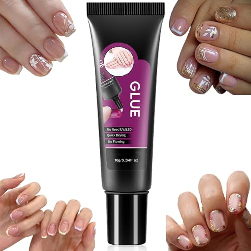 Solid Nail Glue – Extra Strong for Press On Nails & False, Quick-Dry No-Adhesive Formula, Hypoallergenic Glu-e for Broken & 3D Art, 10ml