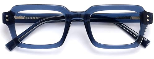 OPULIZE EDG Lunette loupe homme et femme, Lunettes de lecture avec filtre anti lumière bleue, Anti-éblouissement Anti Reflet, UV400, Cadre rectangulaire léger, Bleu +2,50