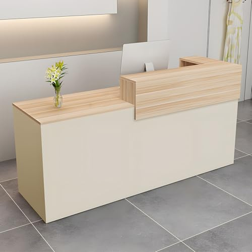 CCUKTFN Bancone Reception con Cassetto e Ripiani Aperti, 100–240 cm Banco Reception Moderno per Uffici, adatto per Saloni, Hall e Negozi al Dettaglio