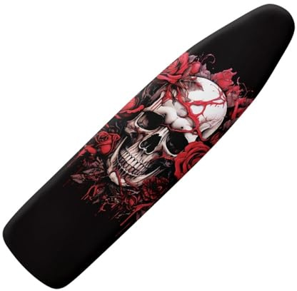 Bügelbrettbezug Weißer Schädel Rot Bügelbrettbezug 120x40 Elastisch Bezug Bügelbrett Für Schnelles Bügeln Bügeltischbezug mit Dick Polsterung Ironing Board Cover Hitzeresistent Bügelbrettbezüge