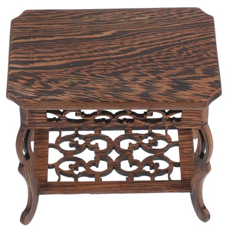 FUOYLOO Oriental Wooden Display Pedestal Stand for Indoor Fishbowl and Plant Elegant Chinese Bonsai Base Multipurpose Rosewood Plant Holder Vase and Sculpture Display for Home and Office