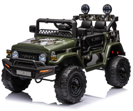 Macchina Elettrica per Bambini T o y o t a FJ Cruiser 12V Auto Elettrica con Telecomando, Luci LED, Suoni, Porte Apribili, Ruote Grandi Off-Road Veicolo Elettrico per Bambini 2-6 Anni (VERDE)