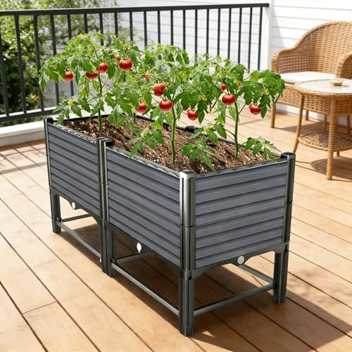 Hochbeet-Bausatz, Pflanzkästen für den Außenbereich, erhöhtes Gartenbeet, schmaler Pflanzenständer mit Drainagelöchern für Gemüse, Obst, Blumen und Kräuter(Medium)