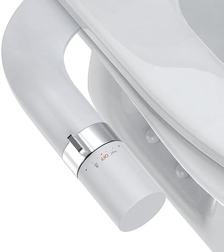 Bidet Aufsatz, Ultra-Slim Bidet Einsatz für Toilette mit Nicht Elektrischer Selbstreinigender Doppeldüse (Hintere/Weibliche Reinigung), Einstellbarer Wasserdruck, Weiß
