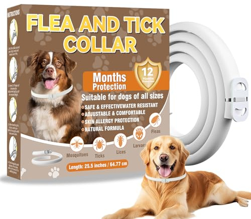Inpumo Collar Antiparasitario para Perros, Collar Antipulgas y Garrapatas, Apto para Todos los Tamaños, Fórmula Natural Segura, Material Impermeable, Dura 12 Meses (1 Pack)
