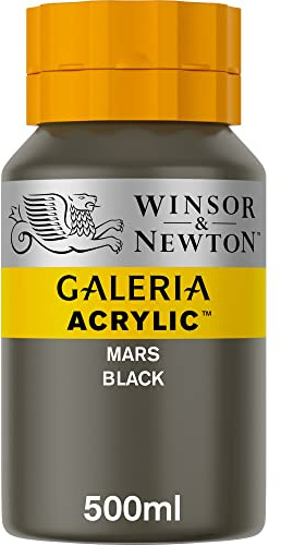 Winsor & Newton 2150386 Galeria akrylfärg, hög pigmentering, ljusäkta, krispig konsistens, 500 ml kruka – marssvart