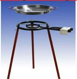 Muy Grande Paella Con Parrilla De Gas de 2 llamas de 50 cm Grabadora (17 kW), 55 cm y 70 cm Sartén, patas normal, incl. Manguera y Reductor de presión