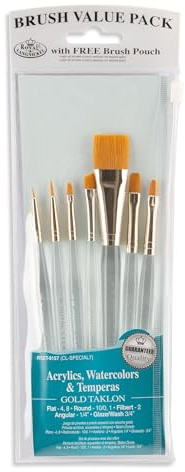 Royal and Langnickel RSET-9157 Taklon Variety Brush Set - Gold (Pack of 7)