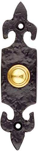 Merriway BH00405 Bell Push Antique Fleur-de-Lys Design, 120 x 30 mm - Black