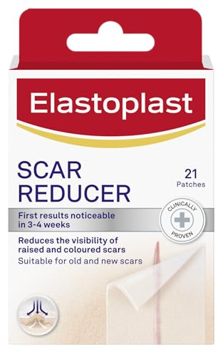 Elastoplast ärrreducerare plåster (21 styck), snabb och bekväm ärrtäckningsbehandling, ärrblad för att minska synligheten av ärr, ärrplåsterförpackning för snabba resultat