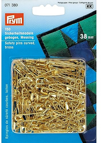 Prym 071 380 Sicherheitsnadeln MS 2 gebogen 38 mm, 150 Stück, Messing, Edelstahloptik