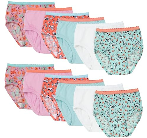 Fruit of the Loom Toddler Girls' Tag-Free Cotton Underwear, Hipster-12 Pack-Assorted Colors, 4-5T
