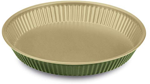 Guardini, Moule à tarte Ø 28 cm, Acier avec revêtement antiadhésif à base de cire de Carnauba, Couleur vert/beige, Fabriqué en Italie, Ligne B-Nat