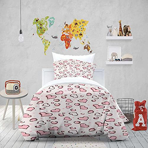 QZDUCN Copripiumino Matrimoniale Adulto Stampato 3D 260x240cm Cuore Rosa Set Di Biancheria Da Letto Microfibra Con Chiusura A Cerniera + 2 Federe Ultra Morbido In Ipoallergenica