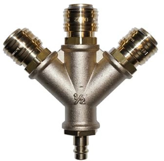 Druckluftverteiler 3-fach Luftweiche mit 3 Kupplungen und Stecknippel versch. Größe (1/2)