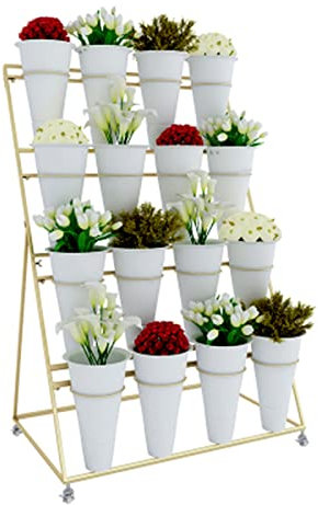 JIANFEI-weilan Pflanzen-Blumenständer, Bewegliches Schmiedeeisen, Mehrschichtiger Blumenständer, Blumeneimerständer Aus Kunststoff, Für Floristen, Balkon (Farbe : Weiß, Größe : 100X65X150CM)