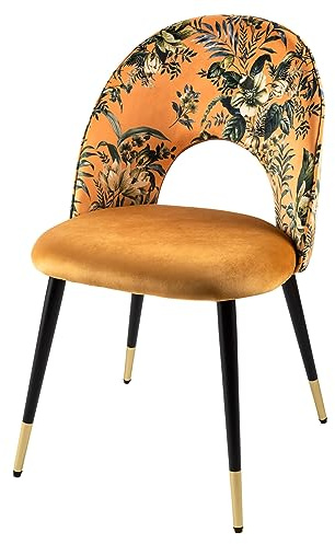 Stuhl PRÊT-À-PORTER - 48cm - gelb - Samt Metall-Beine Gold-Finish