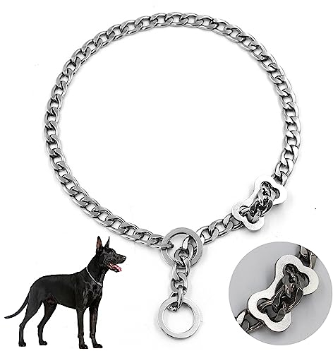 Edelstahl Hundehalsband,Verstellbare Hunde Halsband,P-Kette Hundehalsband für Hund spazieren gehen(L(59cm/23.2in))