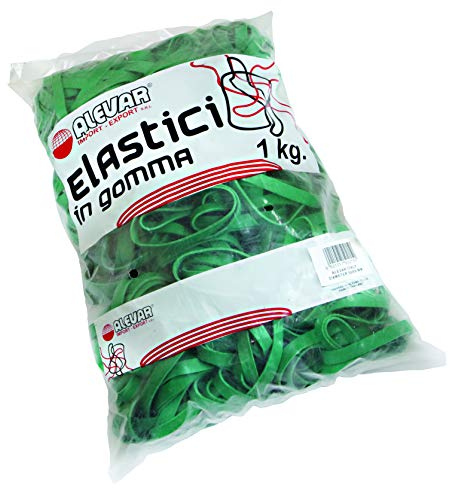Alevar Elastici a Fettuccia in Gomma, Diametro 170 mm, Spessore 8x1,5 mm, Colore Verde, Confezione in Busta da 1 Kg