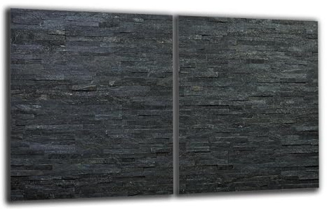 Herdabdeckplatte Abdeckung Ceranfeld Abdeckplatte Schneidebrett 2-Teilig 80x52 Schiefer Ziegel Steine Schwarz Spritzschutz Glasplatte Ceranfeldabdeckung Sicherheitsglas Glasschneidebrett 2x40x52