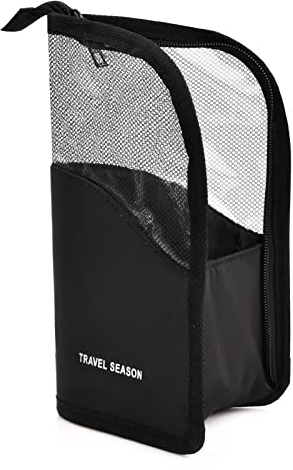 Make up Pinsel Tasche Reise Makeup Pinsel Tasche Kosmetik Reise Make up Pinselhalter Multifunktional Kosmetik Pinsel Halter Halb klar Wasserdicht Make Up Bürsten mit Reißverschluss (SCHWARZ)