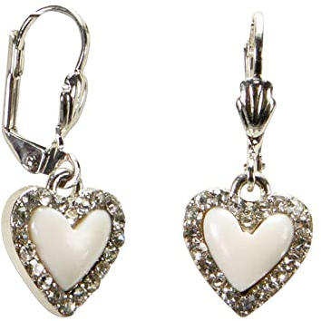 Alpenflüstern Trachten-Ohrhänger Strassherz - Damen-Trachtenschmuck, Trachten-Ohrringe mit Strass-Steinen (silber-farben) DOR059