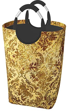 Wäschekorb, Beige, Gold, Vintage-Stil, in goldenen Mustern, braun, rostfarben, rustikal, Schrott, Wäschekorb, Tasche, zusammenklappbarer Organizer-Behälter
