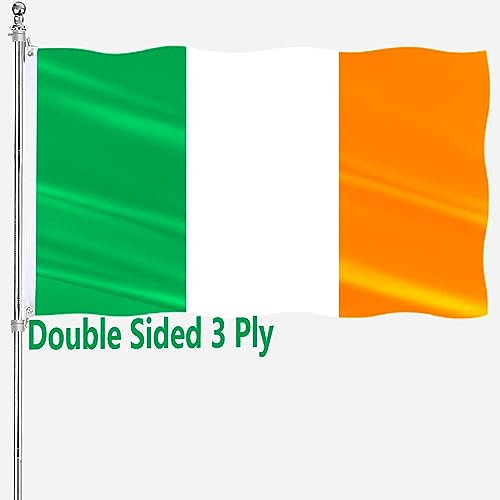Bandera de Irlanda País Bandera Irlanda, 3 x 5 pulgadas, doble cara para exteriores, 3 capas 240D, poliéster resistente y cabecera de lona duradera