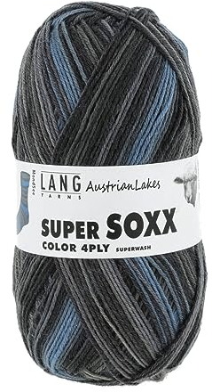 Lang Yarns - Super Soxx Color 4-fach 0423 blau olive 100 g