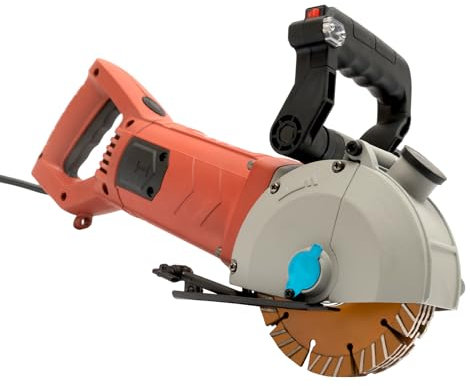 Fresatrice elettrica da parete con motore da 4800 W e lama in lega di diamante per pareti di cemento, mattoni e molto altro ancora – Lavoro senza polvere, profondità e larghezza regolabili, 6200 rpm