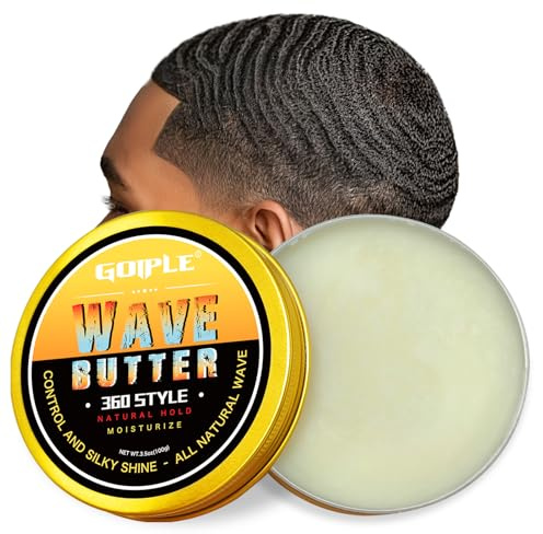 Goiple Wave Butter 360 Wave Grease for Men - Wave Butter for Layered Waves, Moisture, Control and Silky Shine - All Natural Wave Cream with Shea Butter and Beeswax for Wolfing (3.5 OZ)