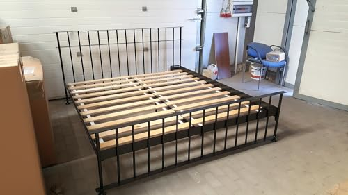 Tomar Metall Gefängnis Bett 140x200 mit niedrig Fussteil, inkl. Rollrost, Handarbeit