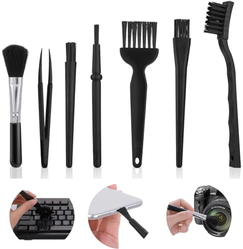 7 Stück Nylon Computer Reinigungsset,Pinsel PC Reinigung,PC Reinigungsbürste, Antistatische ESD Bürste Tastatur Reinigungs, mit Kunststoffgriff,für Tastatur Laptop PC Motherboards Leiterplatte