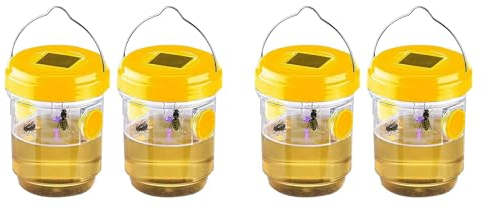 Kioball Paquete de 4 trampas solares para avispas para colgar al aire libre, con luz para chaquetas amarillas, avispas, abejas, trampas para avispas