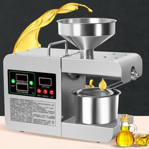 Frantoio a Olio per Uso Domestico, Macchina per Estrazione di Olio a Caldo/Freddo in Acciaio Inossidabile 304, per Semi di lino, Arachidi, Sesamo, Girasole